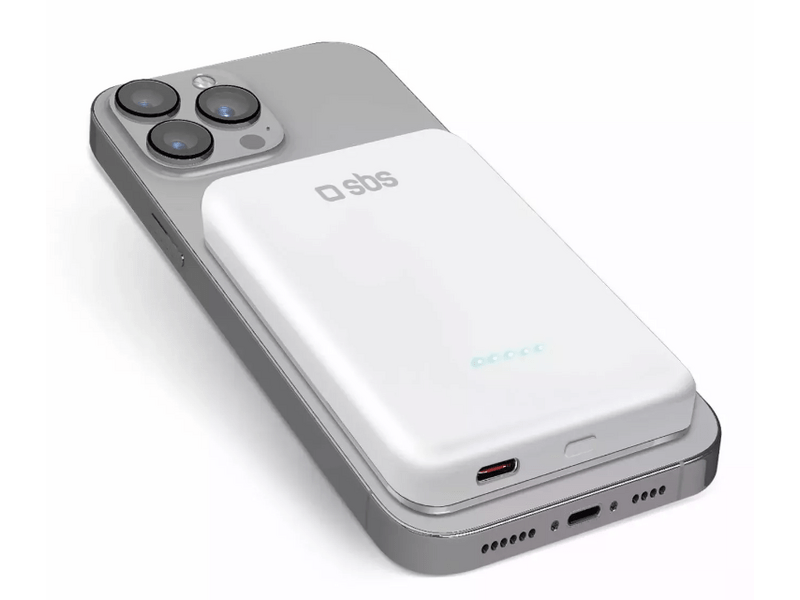SBS PowerBank 5000 mAh PD 20W, fehér (TEBB5000MAGSPD20W)