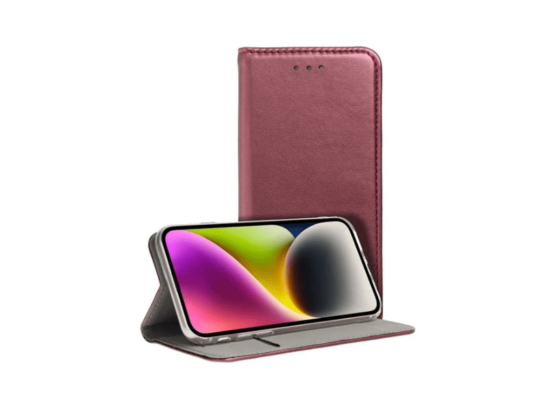 Gigapack Xiaomi 14 Ultra Bőr hatású flip tok, burgundi (GP-157835)