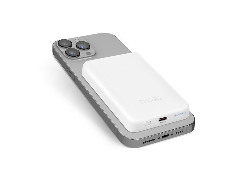 SBS TEBB5000MAG1CW PowerBank, bežično punjenje, 5000mAh, 10W, bijela