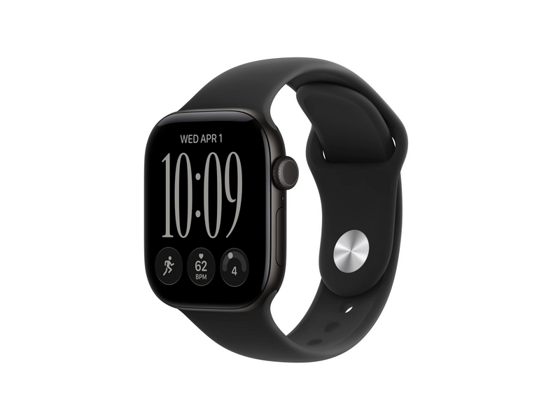 Apple Watch Series 12 GPS+Cellular, 42 mm fekete alumíniumtok, fekete sportszíj, M/L (MJG14MP/A)
