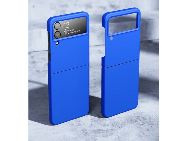 Cellect Samsung Z Flip 4 Gumírozott PC hátlap tok, Kék (CEL-RUB-ZFLIP4-BL)