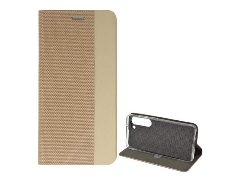 Gigapack Samsung Galaxy S23 Bőr hatású flip tok, arany (GP-134951)