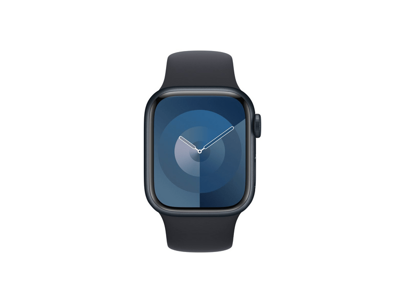 Apple Watch Series 9 (2023) GPS – 41 mm-es éjfekete alumíniumtok, éjfekete sportszíj - M/L (MR8X3QH/A)