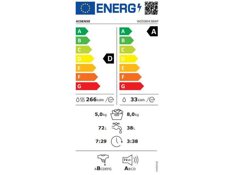 Hisense WD5I8043BWF Mosó-szárítógép