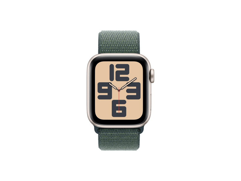 Apple Watch SE (2024) GPS – 40 mm-es csillagfény alumíniumtok, tózöld sportpánt (MXEH3QH/A)