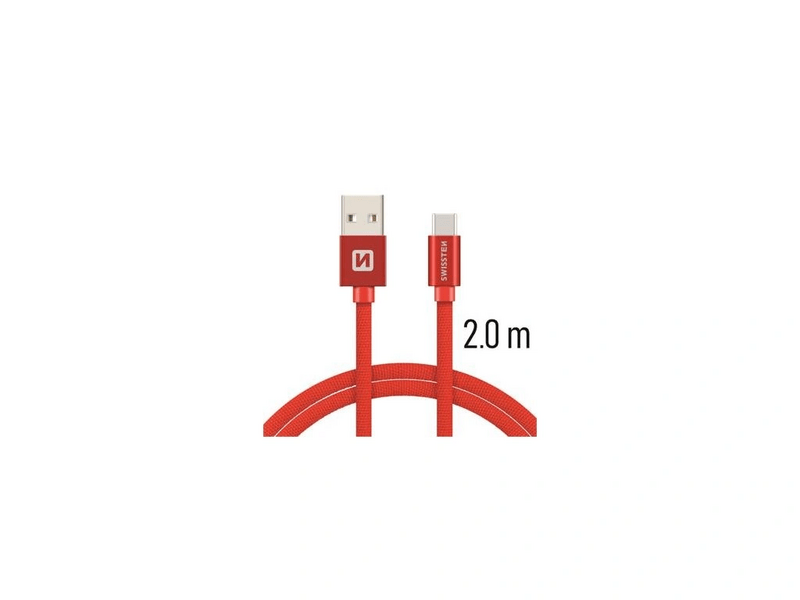 Swissten USB-A/USB-C Kábel 2m, piros (71521306)