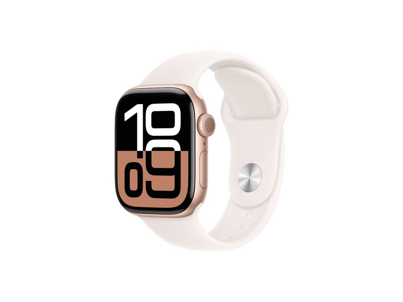 Apple Watch Series 10 GPS + Cellular – 42 mm-es rozéarany alumíniumtok, lágy rózsaszín sportszíj - M/L (MWXA3QH/A)