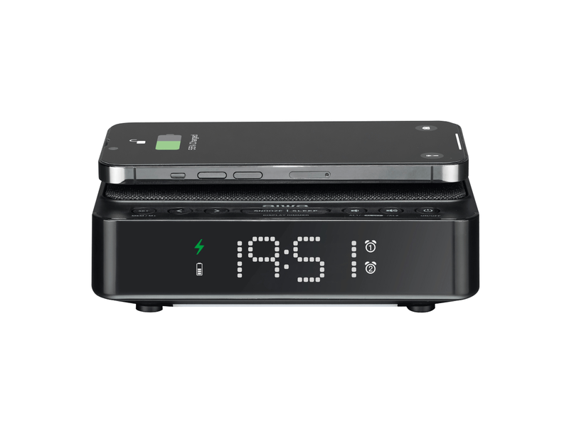 Aiwa CR-30/BK Az ébresztőóra rádió és vezeték nélküli töltő