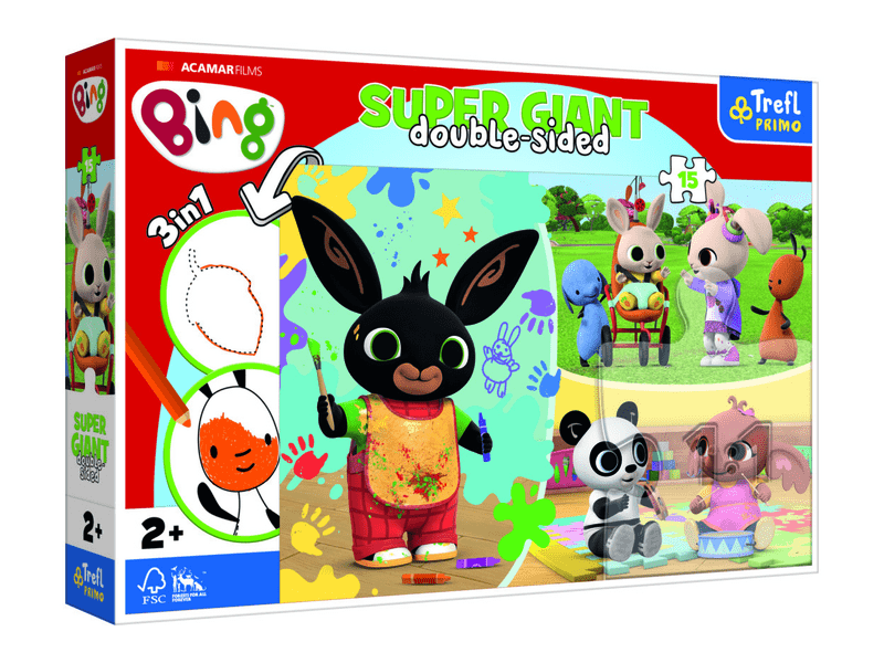 Trefl 3 az 1-ben kétoldalas óriás puzzle színezővel, Bing (42005)
