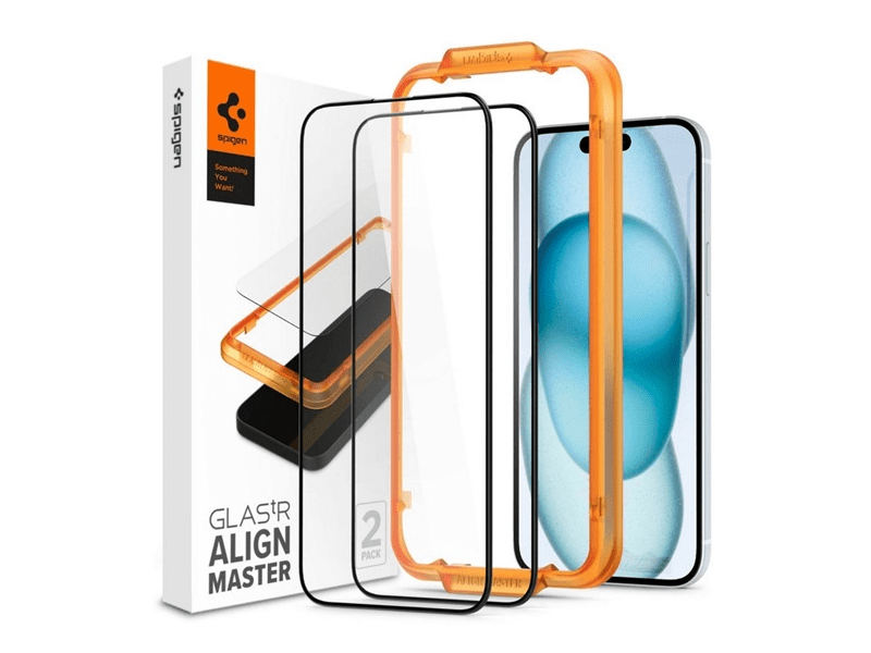 Spigen AGL06906 iPhone 15 képernyővédő üveg, 2db