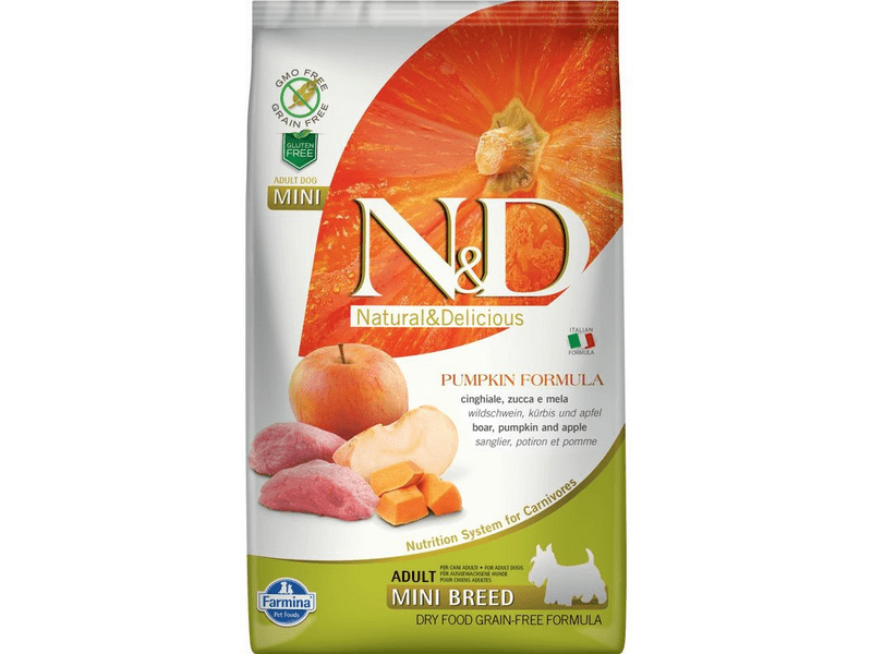 N&D Pumpkin Dog vaddisznó&alma sütőtökkel, adult, mini, 2.5 kg