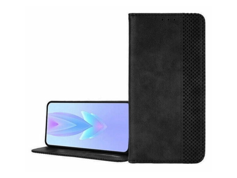 Gigapack Poco F6 Pro Bőr hatású flip tok, fekete (GP-158663)