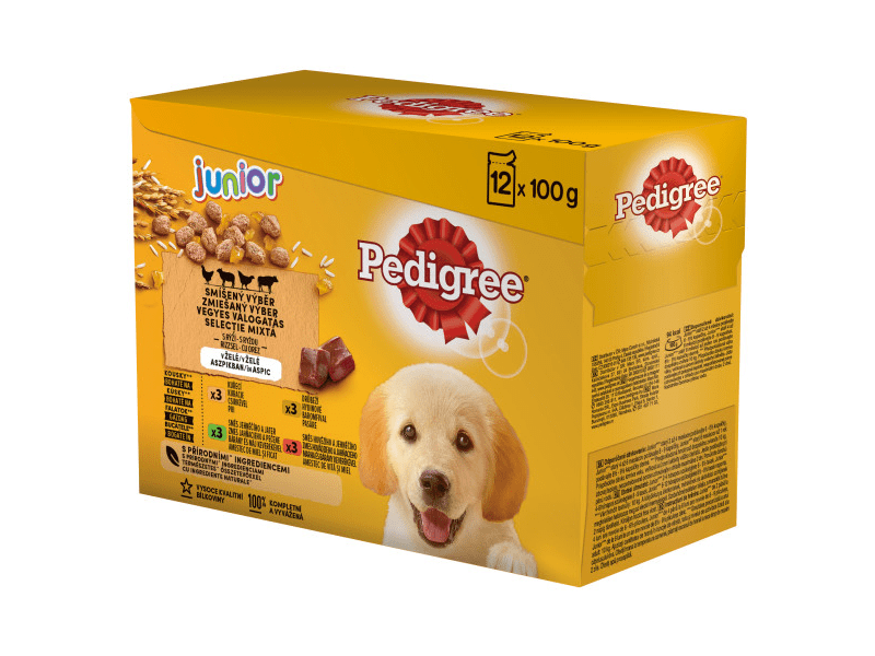 Pedigree tasakos eledel aszpikban kölyökkutyák számára, 12 x 100 g (272270)