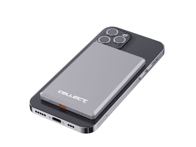 Slim mágneses powerbank, 5000 mAh,Szürke