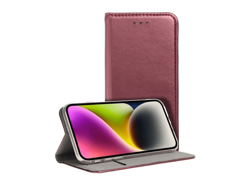 Gigapack Realme C67 4G Bőr hatású flip tok, burgundi (GP-155513)