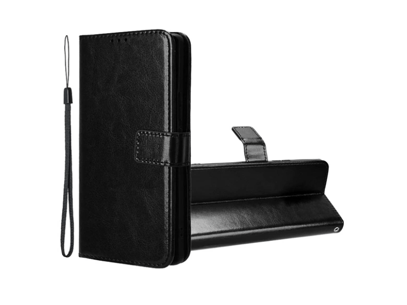 Gigapack Tecno Spark Go 2023 Bőr hatású flip tok, fekete (GP-157917)