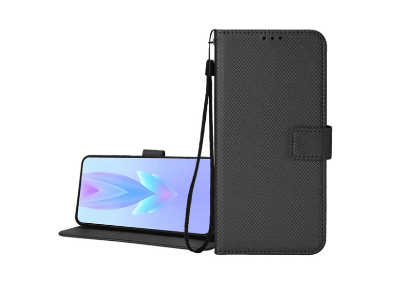 Gigapack Tecno Spark 20 Bőr hatású flip tok, fekete (GP-157924)