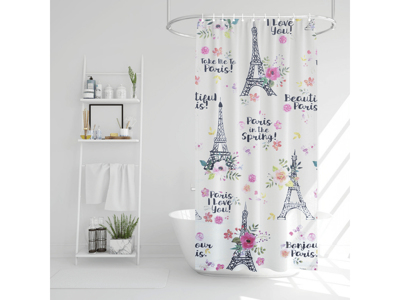 Family 11528D Zuhanyfüggöny - Eiffel-torony mintás - 180 x 180 cm