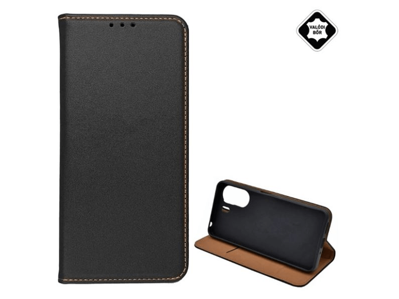 Gigapack Xiaomi Poco C65 Bőr flip tok, fekete (GP-153586)