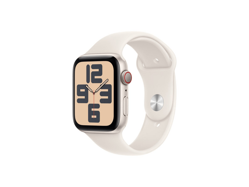 Apple Watch SE (2024) GPS + Cellular – 40 mm-es csillagfény alumíniumtok, csillagfény sportszíj - M/L (MXGK3QH/A)