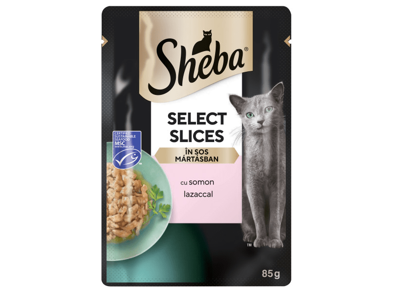 Sheba tasakos eledel lazaccal mártásban, felnőtt macskák számára, 85 g