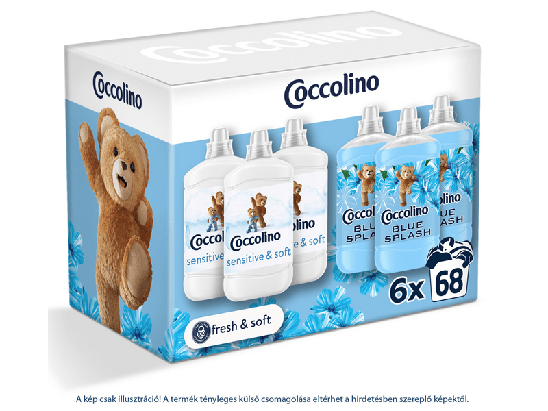 Coccolino Sensitive & Blue öblítőszer csomag 6x68 mosás