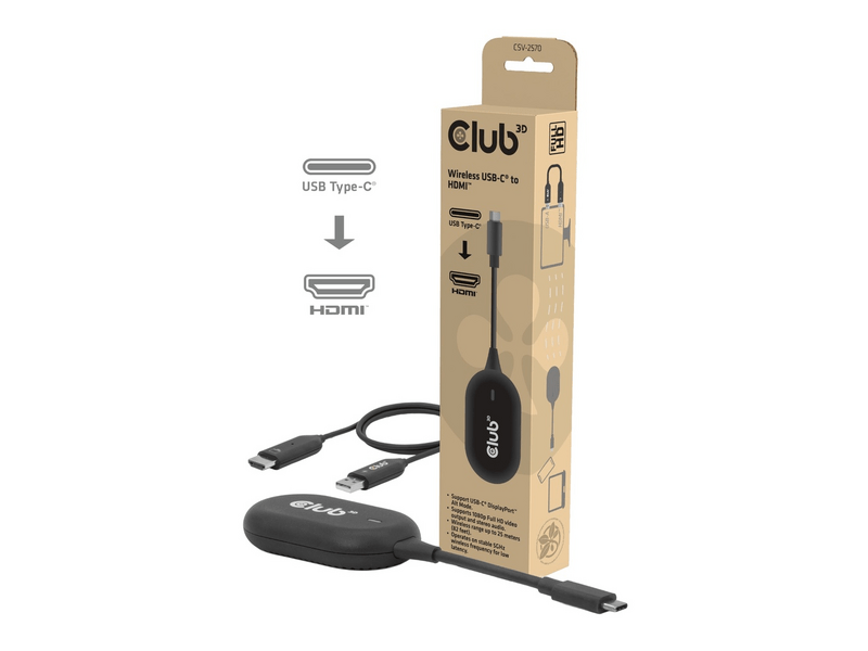 Club 3D CSV-2570 Wireless USB-C® to HDMI™ Transmitter és Receiver