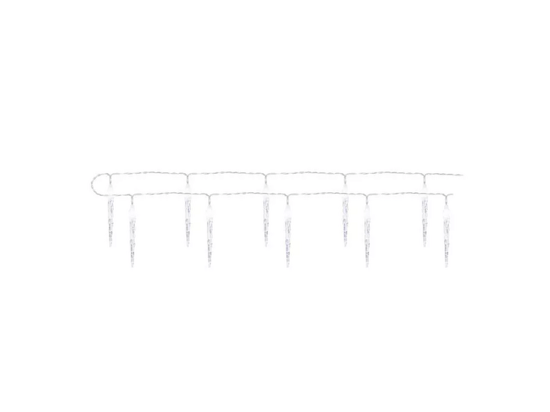 Emos DCGC01 LED karácsonyi fényfüzér – 10x jégcsap, 1,35 m, 2x AA, beltéri, hideg fehér, időzítő