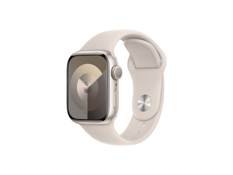 Apple Watch Series 9 (2023) GPS – 41 mm csillagfény alumíniumtok, csillagfény sportszíj – S/M (MR8T3QH/A)