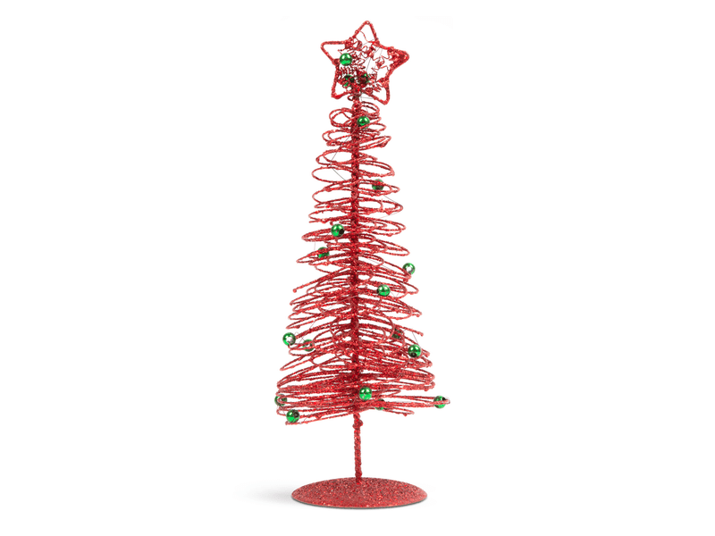 Karácsonyi fém karácsonyfa 28 cm piros