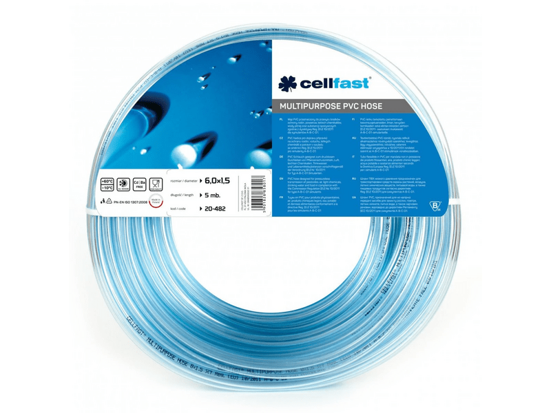 Cellfast Technikai tömlő, PVC, 6x1,5 mm, 5 m(20-482)