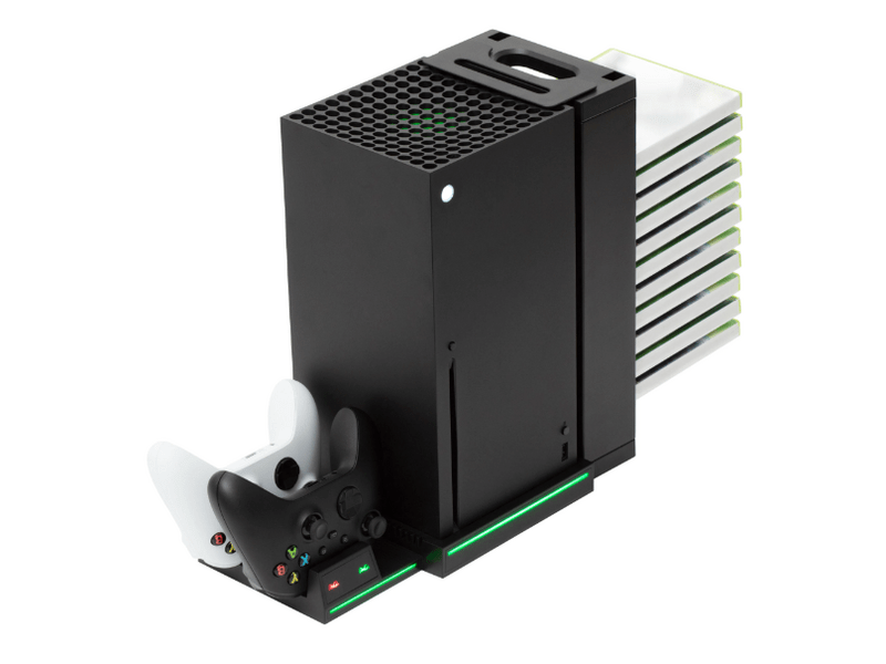 FroggieX FC-XS-C1-B Xbox Series X Konzol hűtőállomás + töltőállomás + lemeztartó