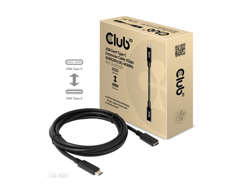 Club3D USB Type-C Hosszabbító kábel (CAC1529)