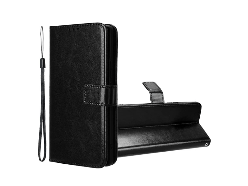 Gigapack Tecno Spark 20 Bőr hatású flip tok, fekete (GP-157916)