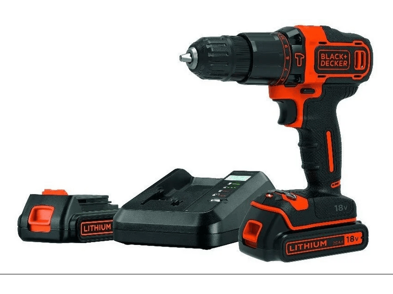 Black+Decker BDCHD18K1B2-QW ütvefúró/csavarozó, 400 mA töltő, 2 akkumulátor, koffer