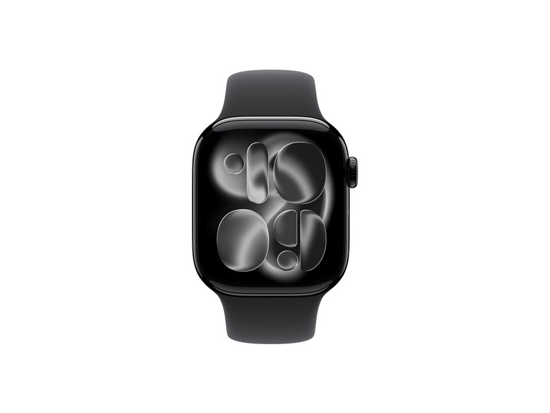 Apple Watch Series 11 GPS + Cellular, 42 mm-es kozmoszfekete alumiumtok, fekete sportszíj, S/M (MF834MP/A)