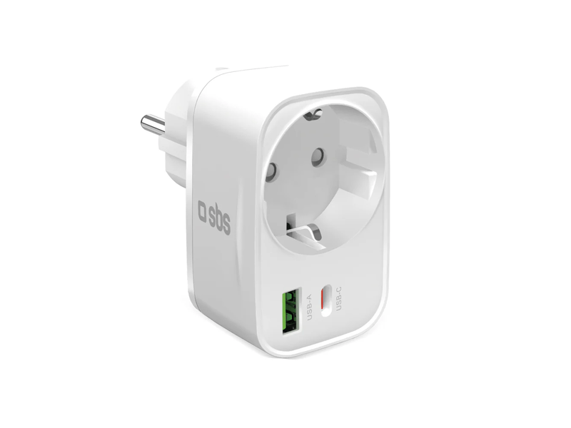 SBS Elosztó töltő Schuko 20W fehér
