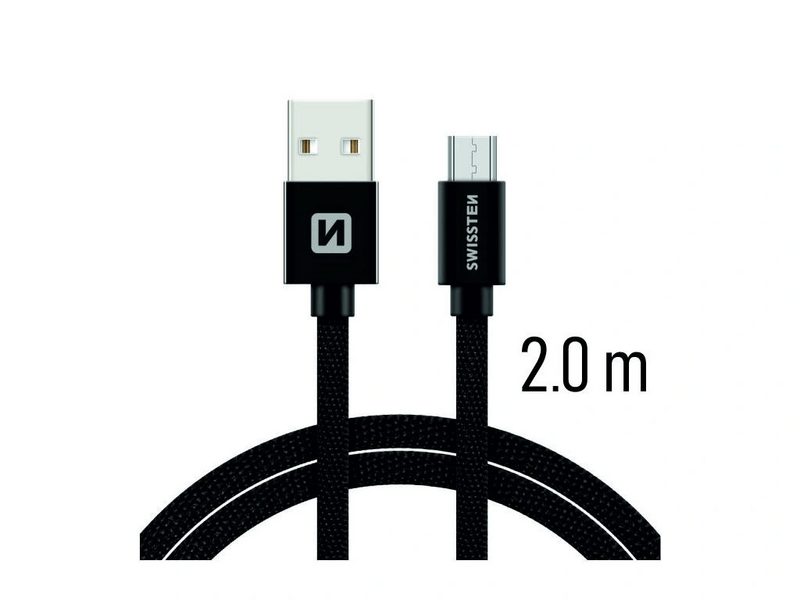 Swissten USB-A/micro USB Kábel 2m, fekete (71522301)