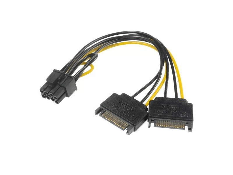 Akasa AK-CBPW19-15 2xSATA apa - 6+2pin PCIe anya adapter, 15 cm