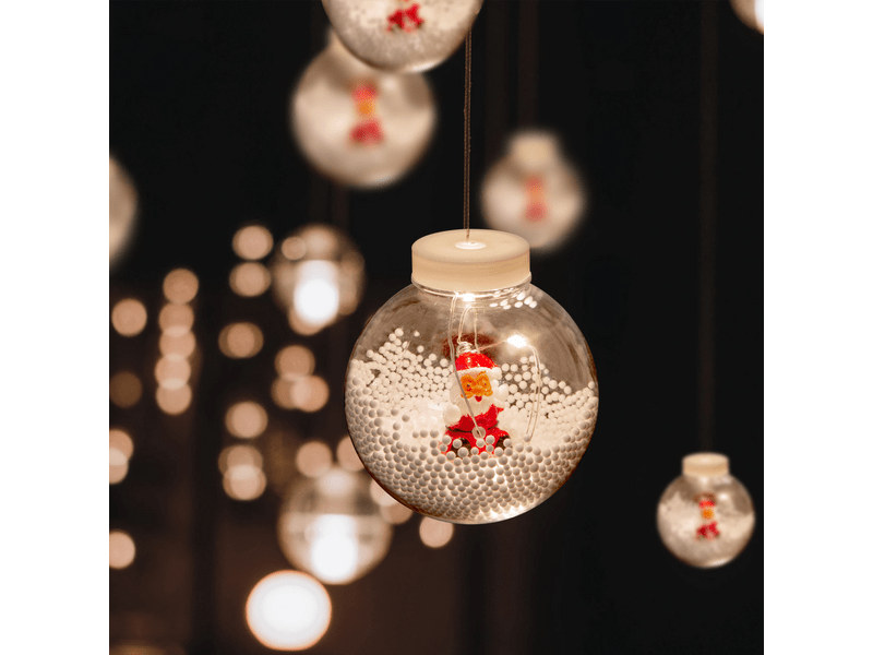 Family LED-es fényfüggöny - hógömb mikulással (58917)