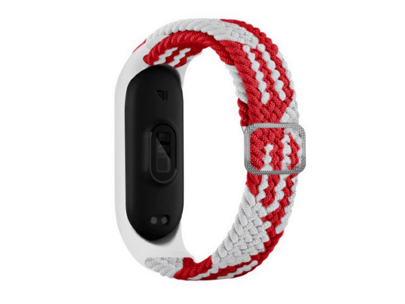 Gigapack Xiaomi MI Band 3/Mi Band 4 Pótszíj, fehér/piros, textil (GP-141124)