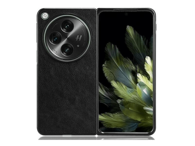 Gigapack OnePlus Open Bőr hatású műanyag telefonvédő tok, fekete (GP-154585)