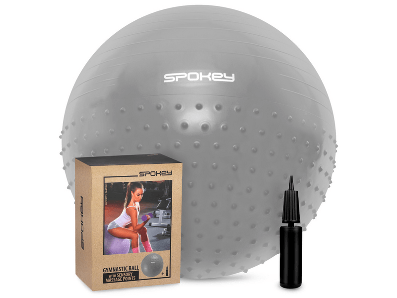 Spokey 42731 Half fit gimnasztika labda masszázsrésszel, pumpával, 75 cm