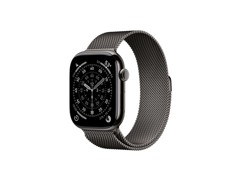 Apple Watch Series 11 GPS + Cellular, 46 mm-es palaszürke titántok, palaszürke milánói szíj M/L (MFD44MP/A)