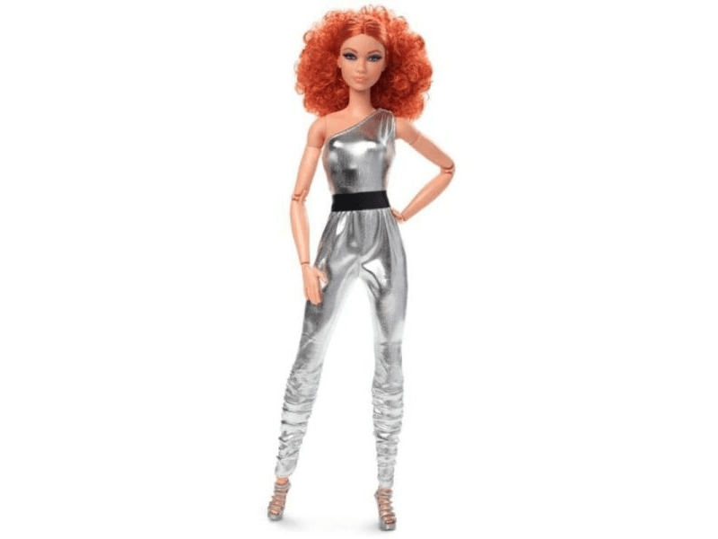Barbie Looks: Fekete-ezüst kollekció - Vörös hajú baba overallban (HBX94)