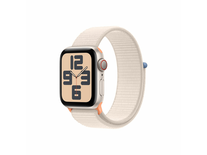 Apple Watch SE (2023) GPS + Cellular – 40 mm-es csillagfény alumíniumtok, csillagfény sportpánt (MRG43QH/A)