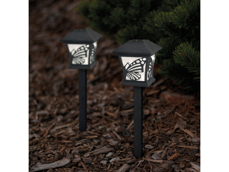 Garden of Eden Probajna solarna svjetiljka - leptir - crna, topla bijela - 9 x 9 x 25 (+9) cm
