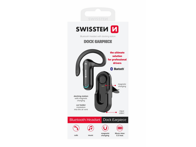 Swissten Dock bluetooth headset dokkolóval, fekete (51204000)