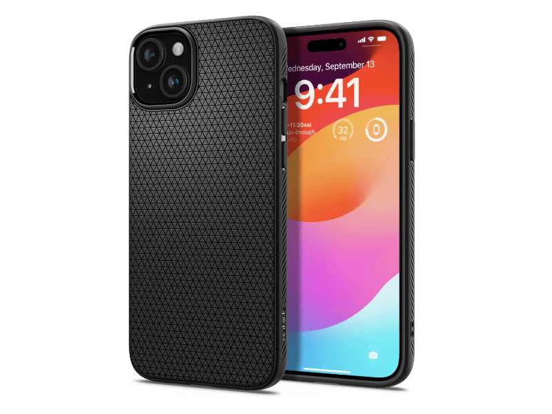 Spigen Apple iPhone 15 szilikon mobiltelefon tok, fekete (ACS06790)