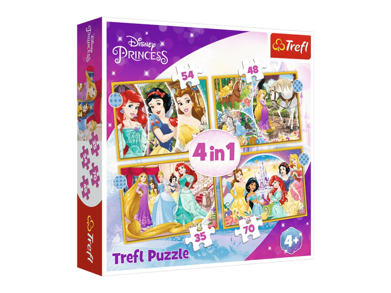 Trefl Disney Princess - Boldog nap - 4 az 1-ben puzzle (34385)